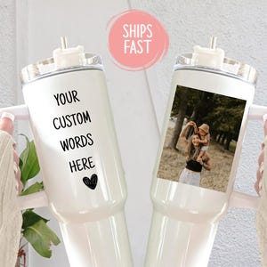 40oz custom tumbler engraving, Personal Photo Tumbler, Custom 40oz Tumbler with text, Personalized Photo Collage Tumbler With Text