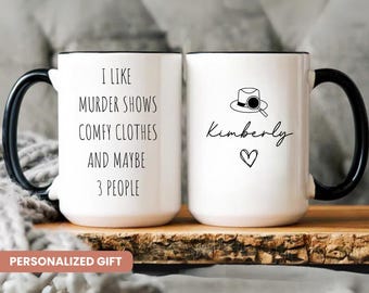 Murder Shows and Comfy Clothes Mug, Crime Show Gift, Crime TV Shows, Funny Coffee Mug, Comfy Clothes Gift