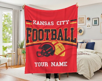 Kansas Football, Kansas Blanket, Sport Fan Gift, Personalized Football Blankets, Custom Football Gift, Football Blanket, Football Fan Gifts