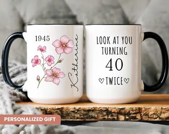 80th birthday gift for women, 80th birthday Mug, Wildflower Custom Mug, 8O Birthday Gifts,  happy 80th birthday Mug, Funny Birthday Gift