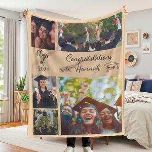 Personalized Graduation Blanket, Custom Photo Blanket, Senior Graduation Gift, College Blanket, 2025 Graduation Photo Blanket, Graduate Gift