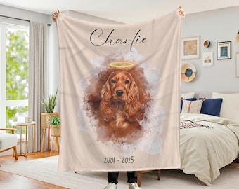 Custom Pet Memorial Blanket, Personalized Dog Memorial Photo Blanket Gift, Dog Loss Pet Memory Gifts, Remembrance Dog Pet Memorial Gift