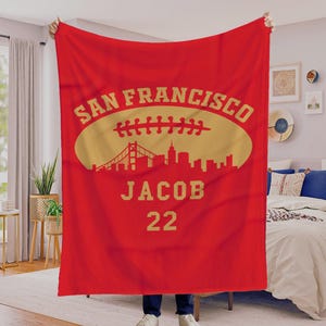 San Francisco Football Gift, Niner Blanket, Football Fan, Personalized Football Blanket, Niner Name Blanket Gift, Game Day Ready Blanket