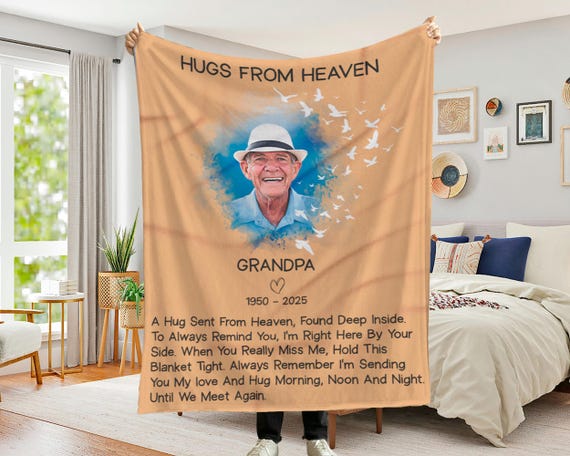 Personalized Memorial Blanket, Custom Photo Blanket Grandma, Loss