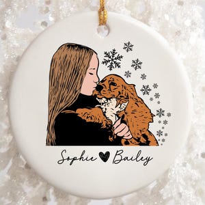 Custom Pet Ornament, Dog Portrait From Photo, Personalized Dog Ornament, Pet Ornament With Photo, Dog Memorial Ornament, Cat Photo Ornament