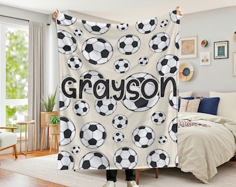 Personalized Soccer Blanket, Gift for Soccer Lovers, Blanket Custom Sport Team, Soccer Team Blanket,Soccer Blankets For Boys,Soccer blankets