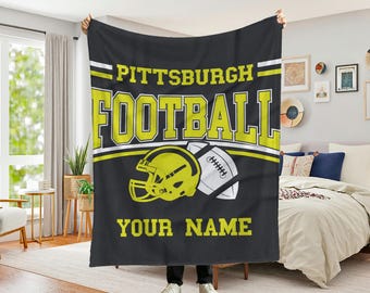 Pittsburgh Football, Retro Pittsburgh, Personalized Football Blankets, Custom Football Gift, Football Blanket, Football Fan Gifts