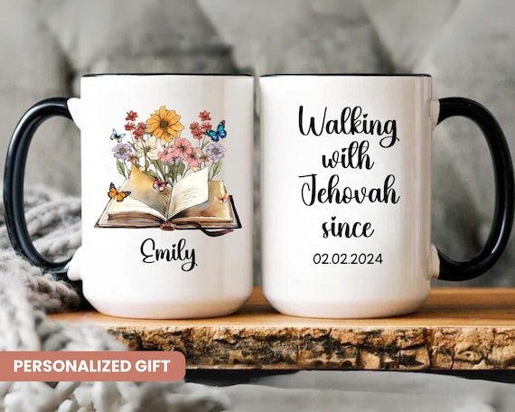 JW baptism gift, Jehovah witness baptism gift, JW baptism anniversary gift, flowers mug, for women, JW 2024 gifts, pioneer service school
