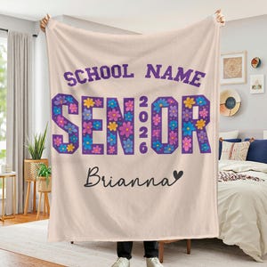 Custom Graduation Blanket, Senior Blanket, Class of 2026 Gift, Senior Graduation Gifts, Senior Floral, Graduation Gift, Senior Gift