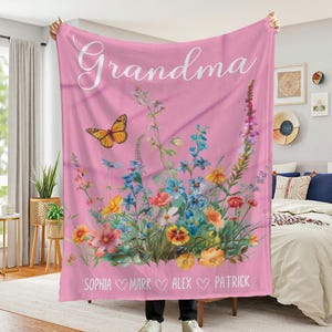 Custom Grandma Blanket, Personalized Name Blanket, Personalized Family Name Blanket, Mother&#39;s Day Gift, Grandma Blanket with Grandkids Names
