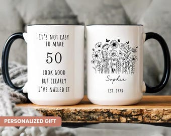 50th Birthday Gift, Personalized 50th Birthday Gift For Women, Custom Turning 50 Presents, Coffee Mug for Friend Birthday, 50th Birthday Mug
