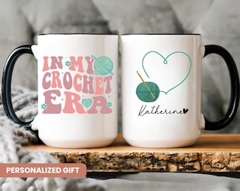 Personalized Crochet Mug, Gift For Crocheter, Crocherter Gift Ideas, Knitting Mug, knitting Gifts, knitting Lover, Custom Name Gift