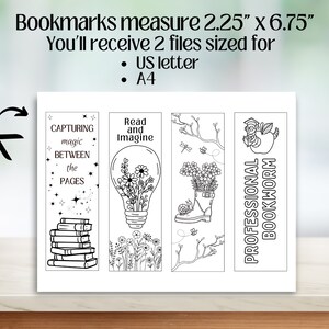 4 Coloring Bookmarks, Printable Bookmarks, Cute Bookmarks, Unique ...