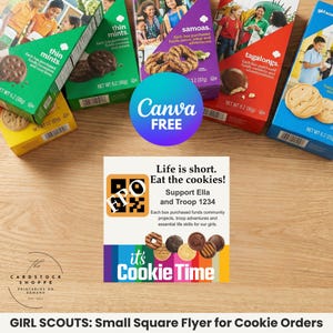 Modelo de folheto para biscoitos das Girl Scouts | Cartão de marketing com código QR (Download digital)