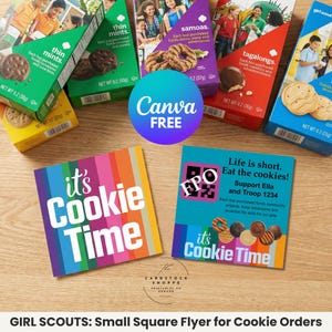 Modello Canva per il marketing dei biscotti delle Girl Scout / Biglietti da visita con codice QR (download digitale)
