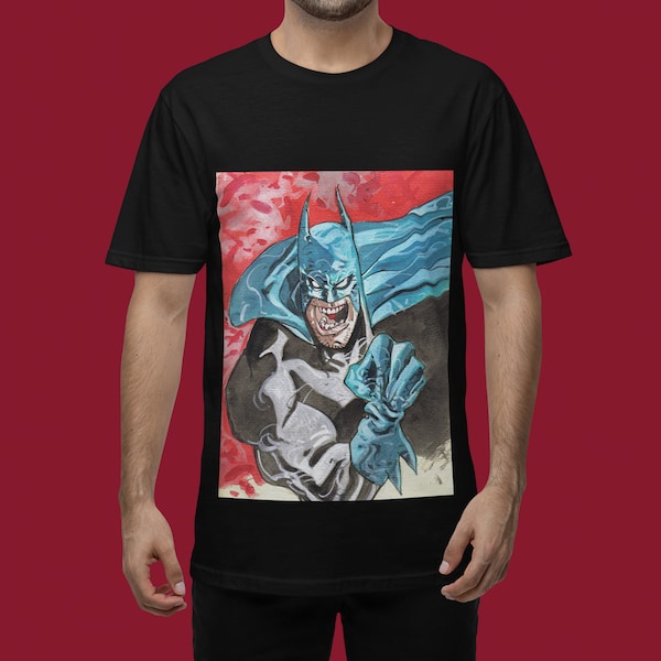 Batman Shirt In Organic Cotton Crewneck, Shirt DC Comics, Unisex, Multicolor, Ideal for Gifts or Fans, Sizes S, M, L, XL, XXL, 3XL, 4XL, 5XL