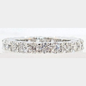 Exceptional 2.85 CT. Natural Round Brilliant Diamond 14K White Gold Eternity Anniversary Band