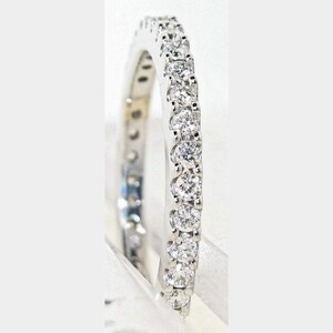 Stunning 0.72 CT. Natural Round Brilliant Diamond 18K White Gold Eternity Anniversary Band.