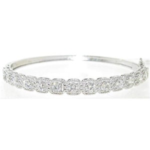One Of A Kind 3.25 CT. Genuine Round Brilliant Diamonds 14K White Gold Diamond Bangle Bracelet