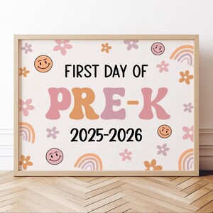 Back to School Sign First Day of School Printable First Day of Pre-K Signs School Photo Prop Kids Pre K Teacher Instant Digital Download