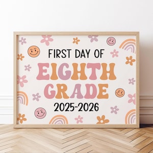 First Day of Eighth Grade Sign Printable Back to School Sign First Day of School Signs Instant Digital Download Teacher Kids Photo Prop 8th