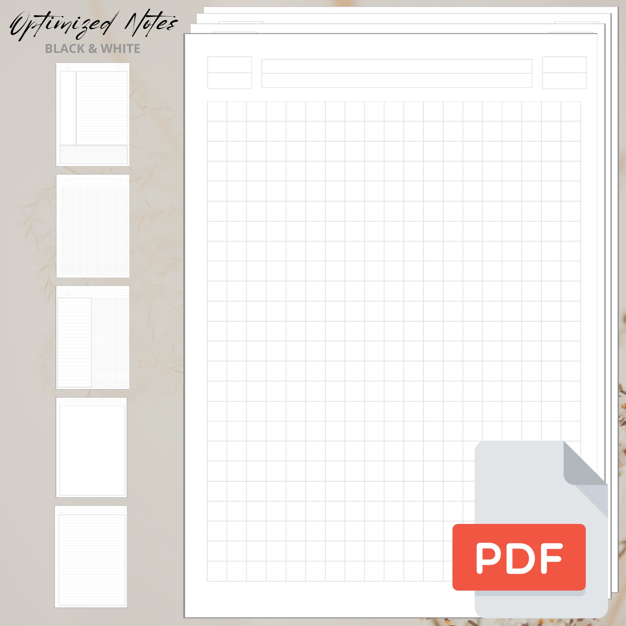 Printable Note Taking Templates | Bundle 6 Models | Printable Notepad ...