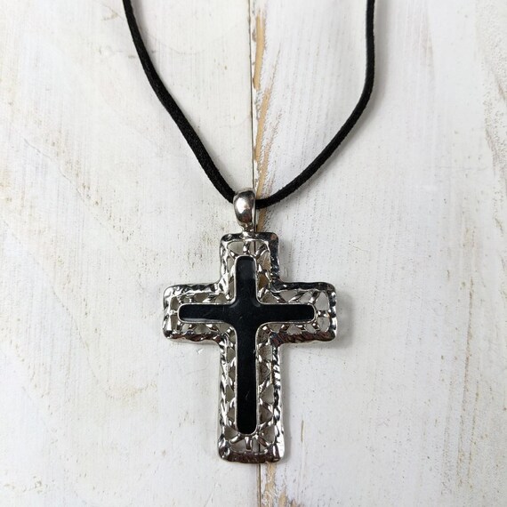 Vintage cross pendant choker. Reclaimed goth grun… - image 4