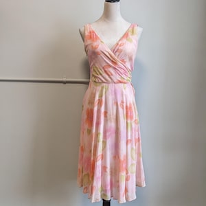 Vintage Y2K Coquette Fairy Pink Silk Floral Midi Dress – Size 6 Sleeveless 00s Boho by Maggy London