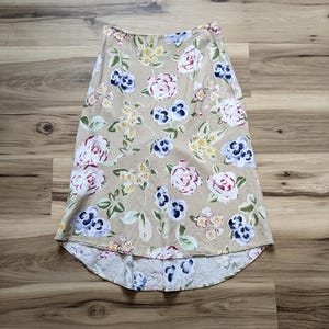 Vintage Y2K Boho Floral Linen Blend Midi Skirt – Size 6 Cottage Fairycore by Muse