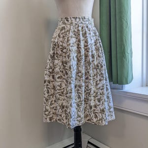 Vintage 80s Floral Midi Skirt Small Cottagecore Coquette High Waisted Skirt