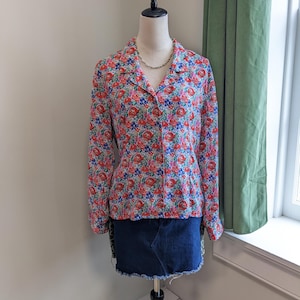 80s Floral Cottagecore Top M – Vintage Petite Button Up Worthington Blouse