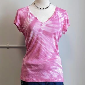 Vintage Y2K pink tie dye top small fairy grunge boho Vtg 00s indie retro short sleeve blouse