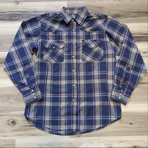 Vintage 90s Western Plaid Snap Shirt – Men’s Large