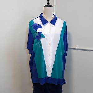 Vintage 90s Floral Blouse – Cottagecore Indie Plus Size 20 Elastic Hem Top