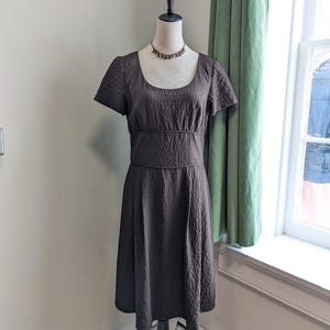 Vintage 90s Brown Midi Dress – Minimalist Indie Grunge Short Sleeve Medium