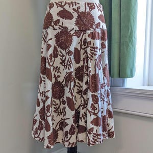 Vintage Y2K Floral Linen Midi Skirt Small Coquette Fairycore Boho Skirt