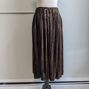 Vintage 90s Brown Velvet Skirt – XL | Grunge Goth Boho Fairycore Midi Drawstring Waist