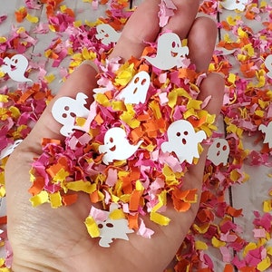 Hippie Halloween Confetti Groovy Halloween Decor Ghost Confetti Table Decor Spooky One Birthday Party  Boo I&#39;m Two Birthday Decorations