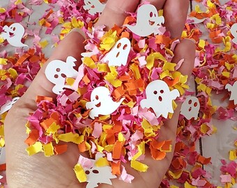 Hippie Halloween Confetti Groovy Halloween Decor Ghost Confetti Table Decor Spooky One Birthday Party  Boo I'm Two Birthday Decorations