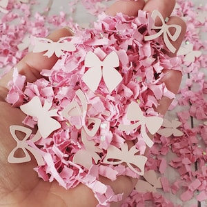 Pink Bow Confetti Coquette Party Decorations Girly First Birthday Confetti Table Decor Pink Bow Baby Shower Party Decor Coquette Theme Bach