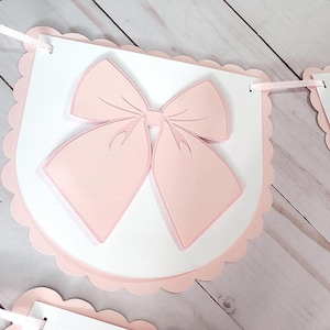 Pink Bow Birthday Banner Coquette Party Decorations Girly First Birthday Decor Pink Bow Baby Shower Party