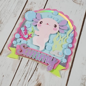 Axolotl Cake Topper, Axolotl Party Decorations, Axolotl Theme Party Decor, Pink Baby Salamander Cake Topper, Cute Ocean Animal Theme Party