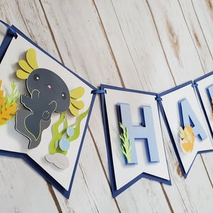Axolotl Happy Birthday Banner for Boys, Axolotl Party Decorations, Axolotl Birthday Boy, Axolotl Theme Party Banner, Axolotl Banner