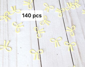 Yellow Bow Confetti Coquette Party Decoration, She's Tying The Knot Theme Bachelorette Table Decor