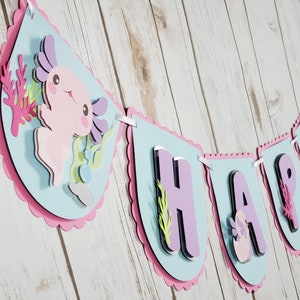Axolotl Happy Birthday Banner, Axolotl Party Decorations, Cute Axolotl Theme Party Banner, Salamander Party, Axolotl Banner