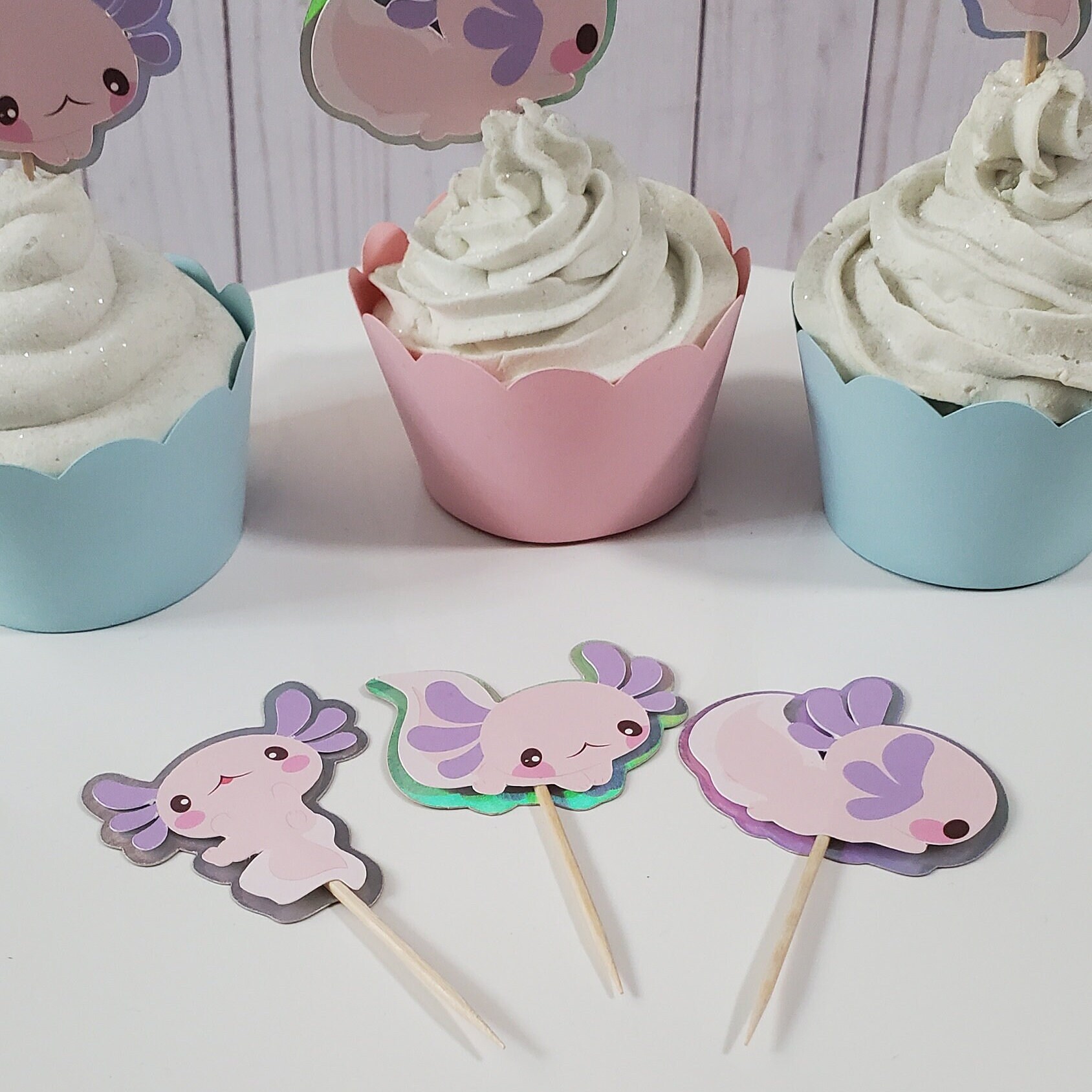 Axolotl Cupcake-Ständer 3-etagig - 35cm Hoch, Papp-Tortenständer