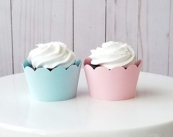 Gender Reveal Cupcake Wrappers, Gender Reveal Party Decorations, Gender Reveal Party Decor, Gender Reveal Shower, Baby Shower Decoration
