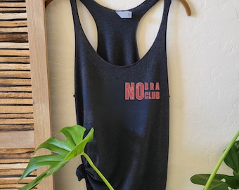 NO BRA CLUB Women's Tri-Blend Racerback Tank: funny gym tank, yoga tank top, fit girl tank, workout tank, girl power tank, empowerment tank