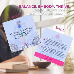 Root Chakra, grounding and rituals. Aura Chakra Deck, self-care and wellness deck. Front and back, daily practices.