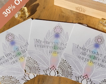 Aura Chakra Affirmation Cards: (Lightly Dented Box) Daily Mindfulness and Meditation Activity Cards, Cards for Positive Mindset, Card Pouch